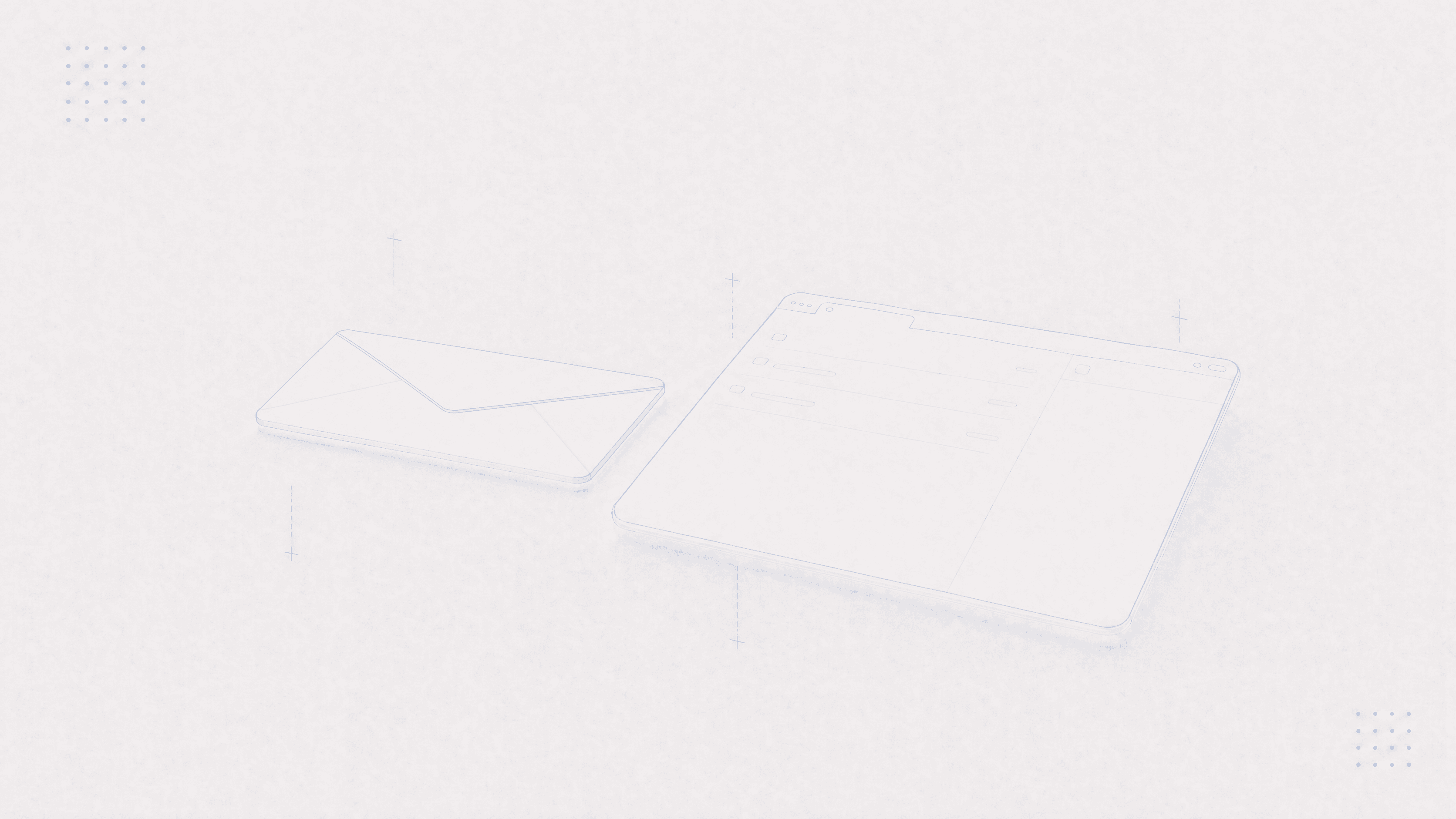 A wide outlined envelope beside a subdued browser interface on an off-white background