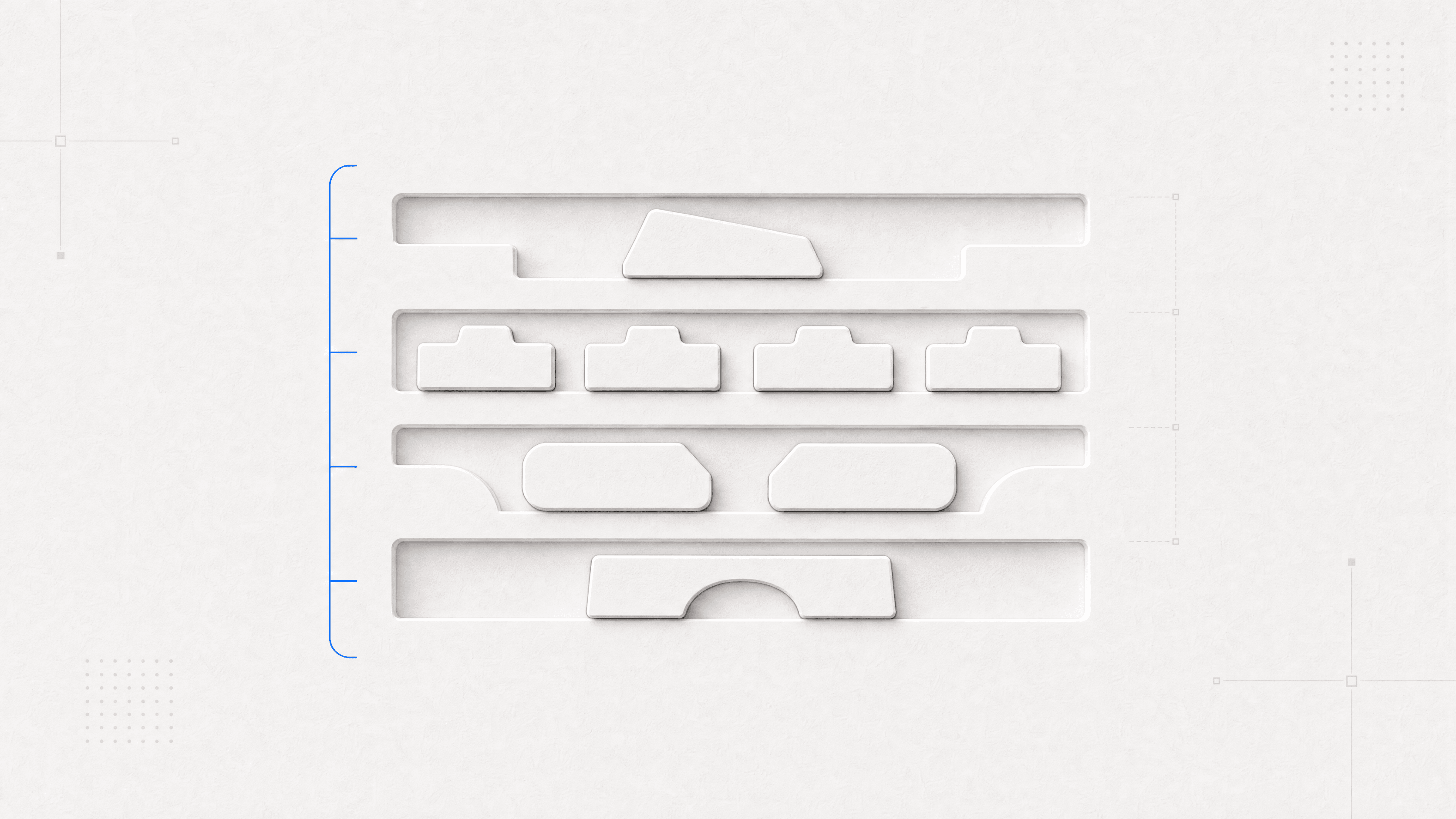 Eight neutral tool pieces grouped across four customer support channels