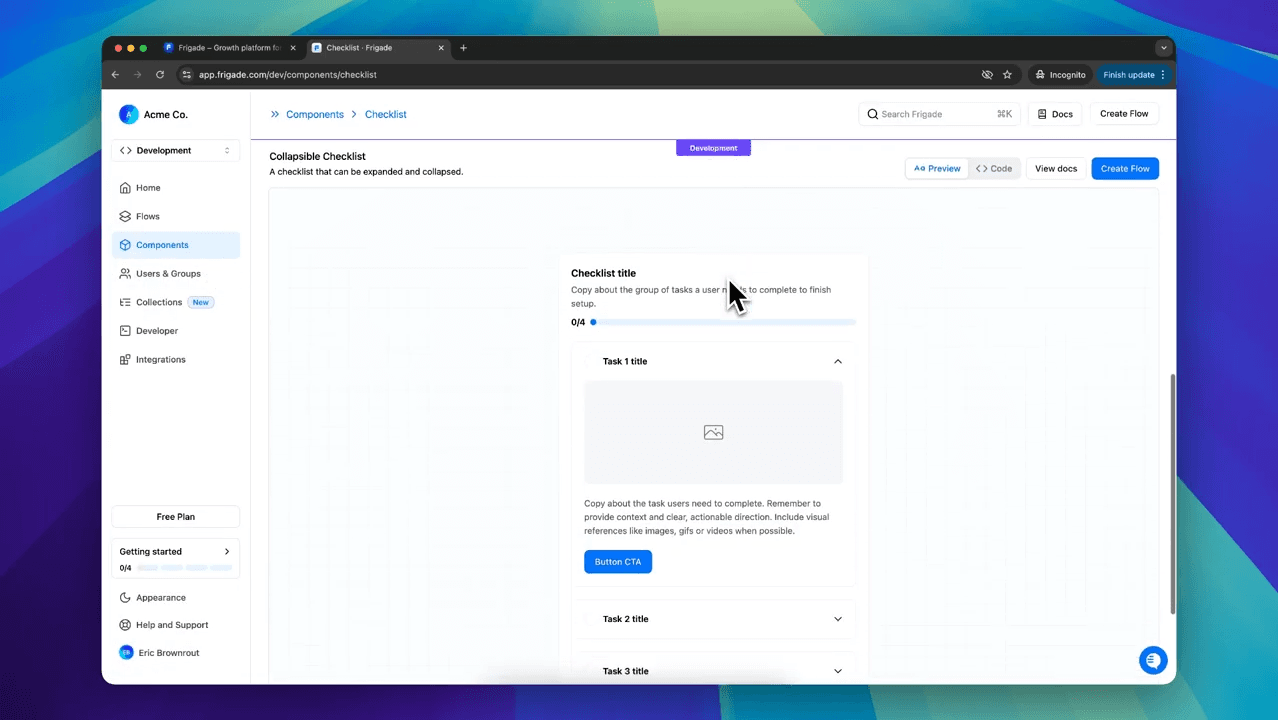 Frigade-powered onboarding form