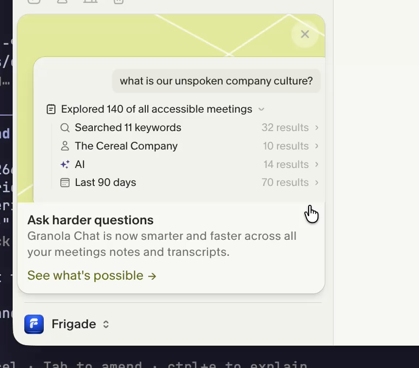 Granola's product, where the UI surface is a real component